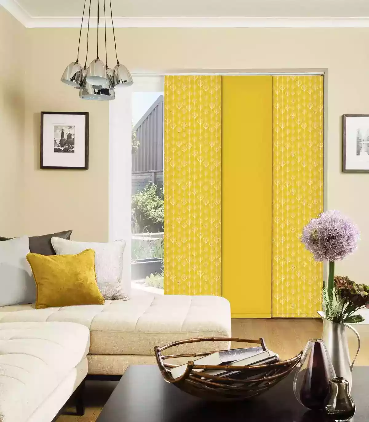 Sea leaves Mustard Panel Blind