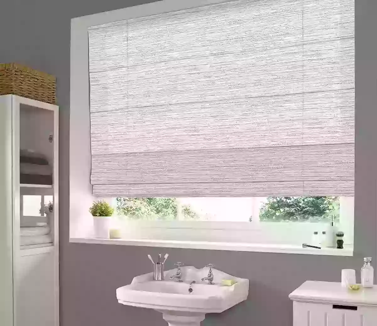 Calico Oyster Roman Blind
